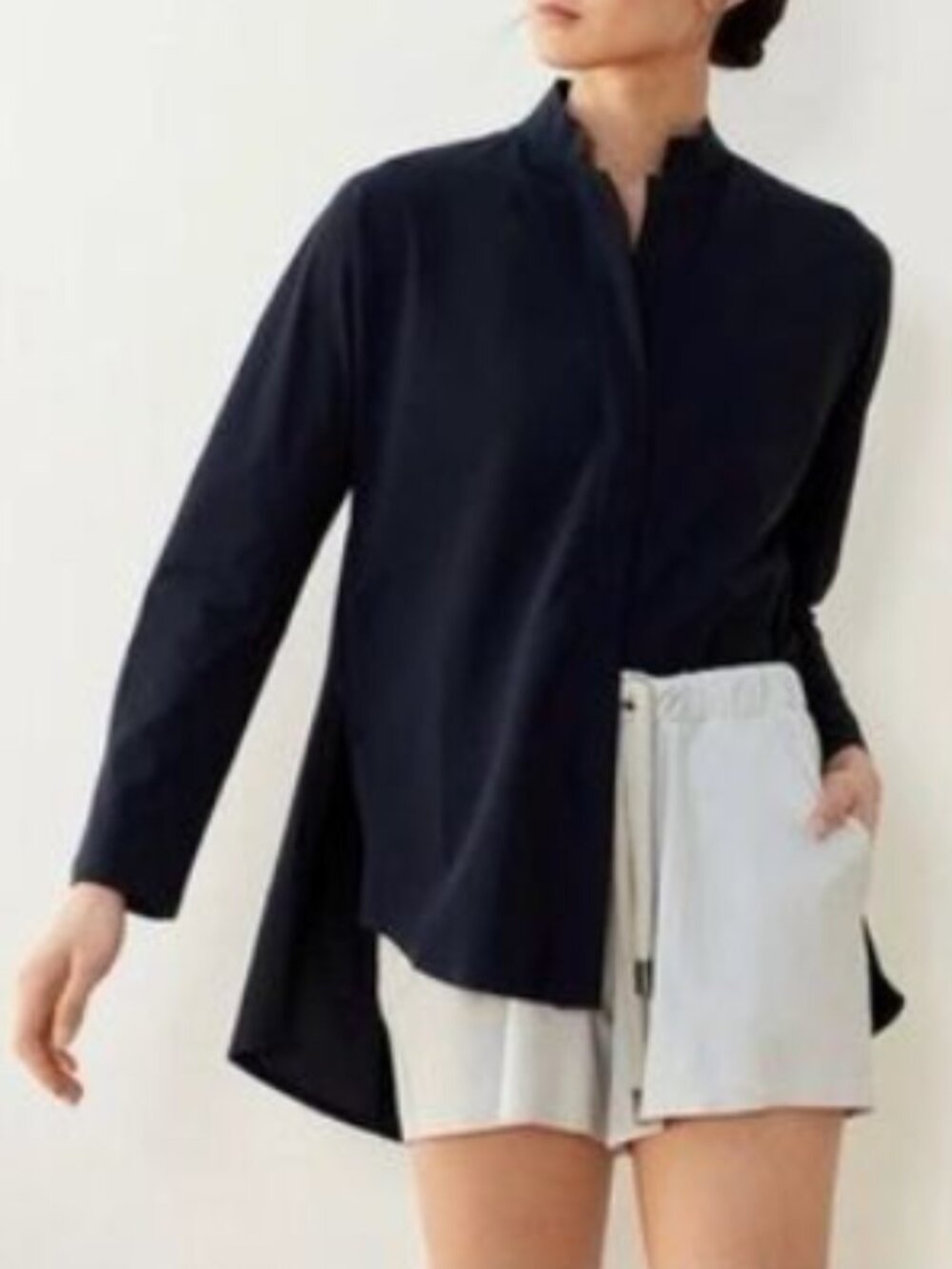 ADAY Something Cool Long Sleeve Blouse Top Button Up Black Size XL